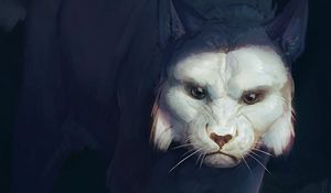 Превью обои рысь, белый, хищник, большая кошка, арт