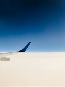 Превью обои самолет, крыло, небо, минимализм, синий, белый