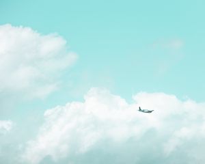 Превью обои самолет, небо, полет, минимализм, облака