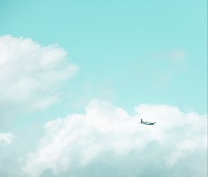 Превью обои самолет, небо, полет, минимализм, облака