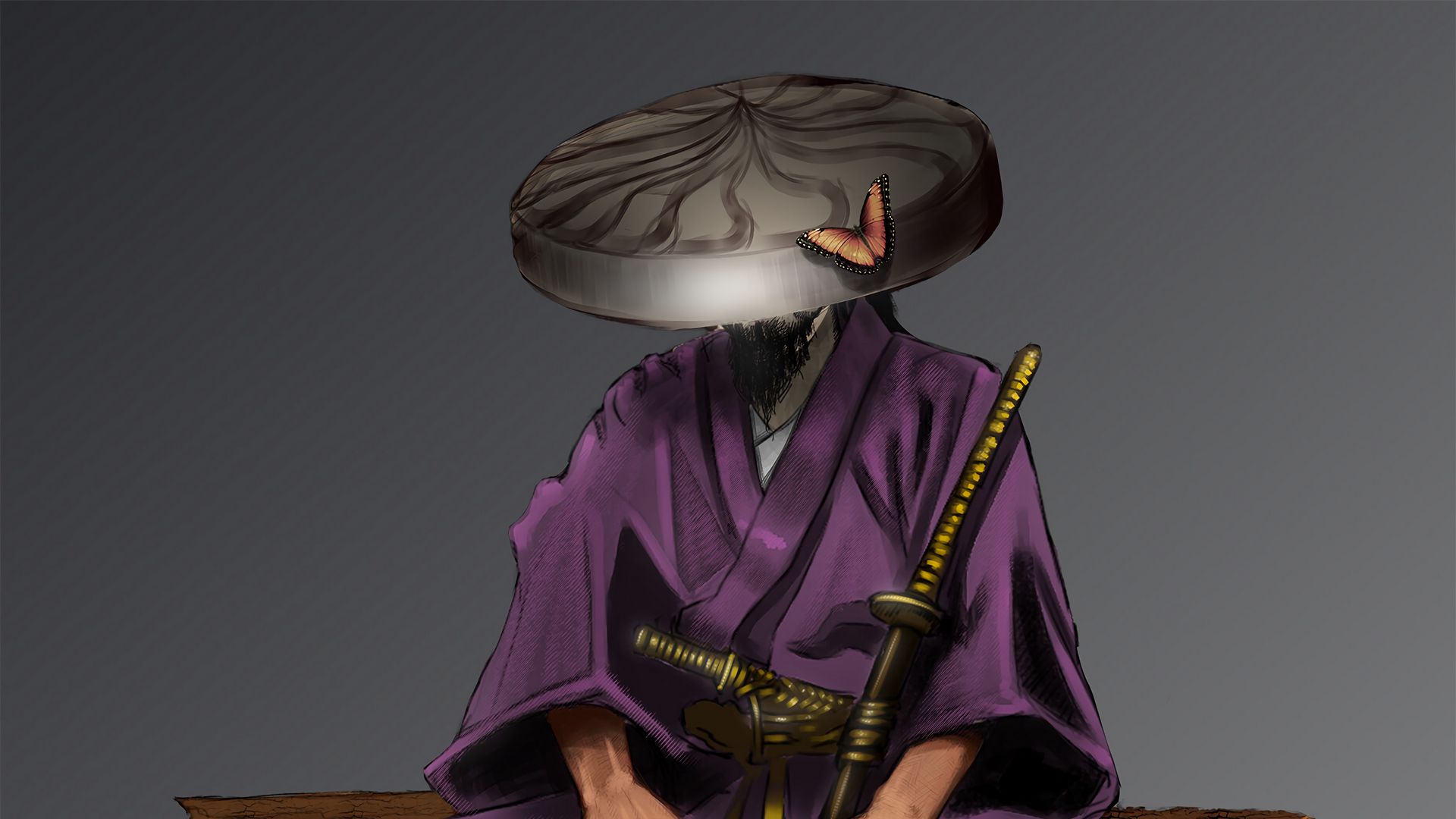 Обои самурай в кимоно