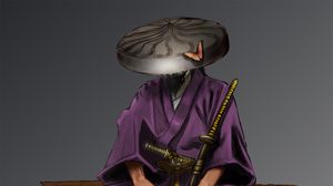 Превью обои самурай, воин, кимоно, катаны, арт