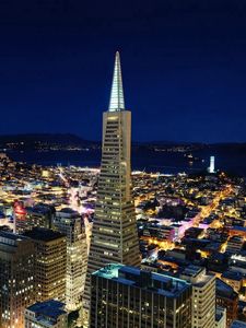 Превью обои san francisco, сан - франциско, город, ночь, вид сверху