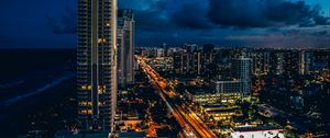 Превью обои санни айлс бич, сша, небоскребы, ночь