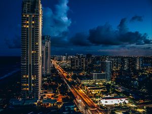 Превью обои санни айлс бич, сша, небоскребы, ночь