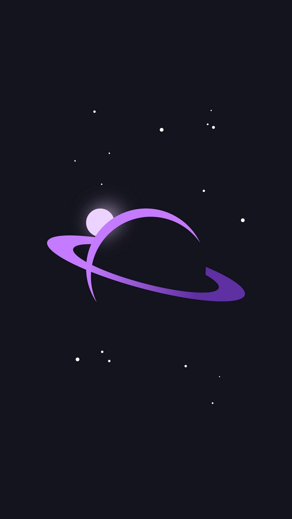 938x1668 Обои сатурн, планета, космос, вектор, арт, фиолетовый