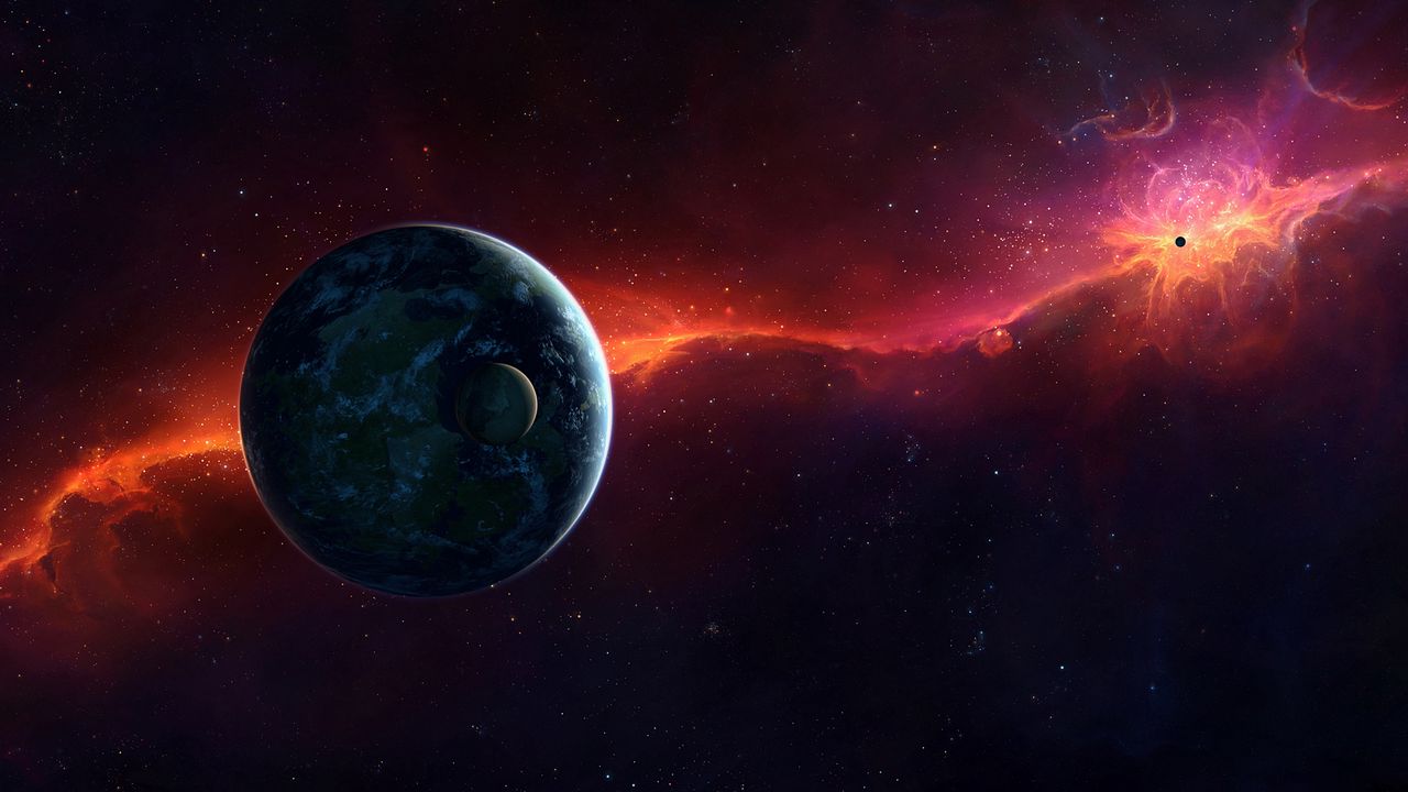 Обои sci fi, космос, красный, планета