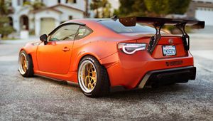 Превью обои scion fr-s, красный, вид сбоку