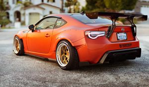 Превью обои scion fr-s, красный, вид сбоку