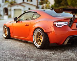 Превью обои scion fr-s, красный, вид сбоку