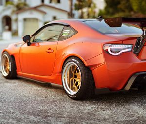 Превью обои scion fr-s, красный, вид сбоку