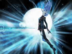 Превью обои seikai no monshou, девушка, пространство, полет