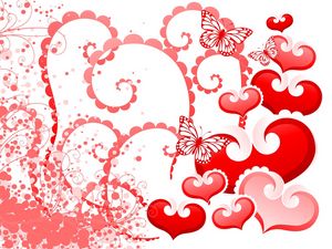 Превью обои сердечки, бабочки, фон, день святого валентина