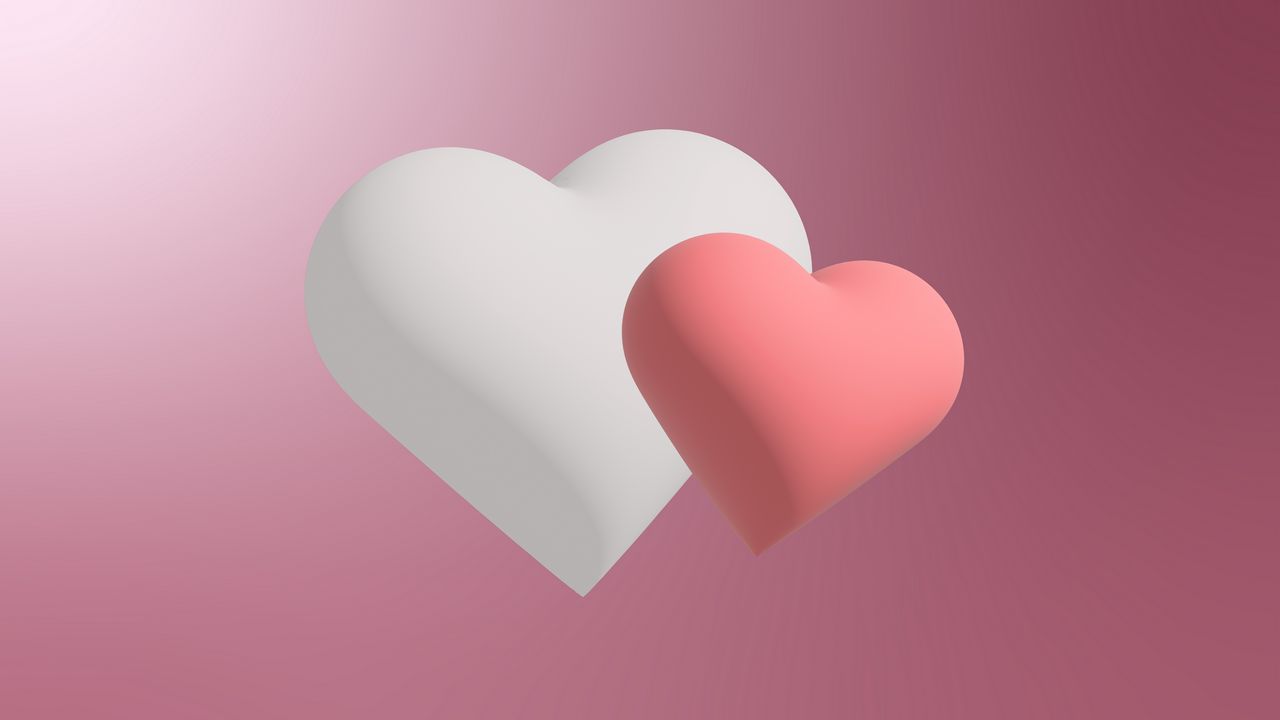 Обои сердечки, розовый, белый, любовь