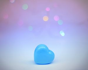 Превью обои сердечко, любовь, блики, боке, синий