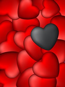 Превью обои сердца, арт, красный, черный