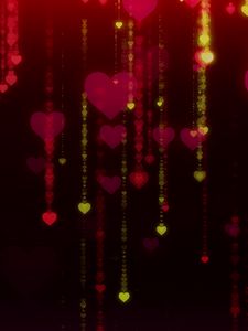 Превью обои сердца, блики, темный фон