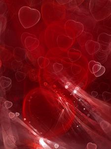 Превью обои сердца, фрактал, красный, блеск