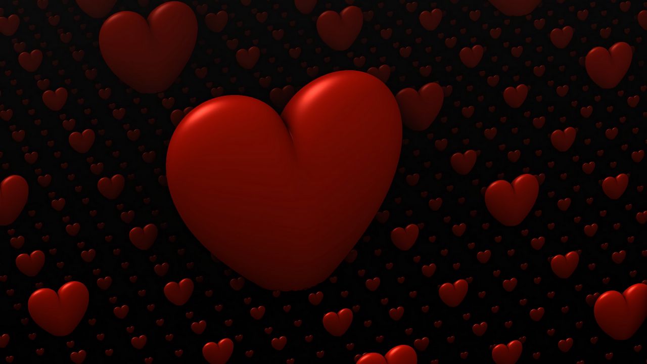 Обои сердца, любовь, 3d, красный