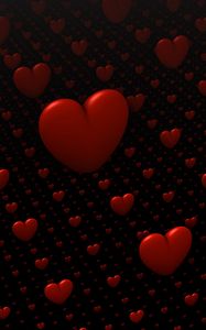 Превью обои сердца, любовь, 3d, красный
