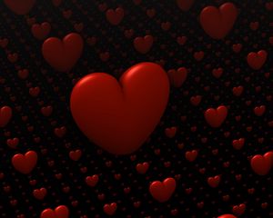 Превью обои сердца, любовь, 3d, красный