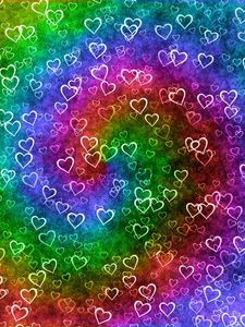 Превью обои сердца, сердце, узоры, радуга, текстура