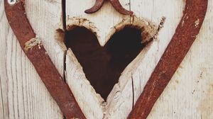 Превью обои сердце, деревянный, железо