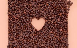 Превью обои сердце, кофейные зерна, кофе, любовь