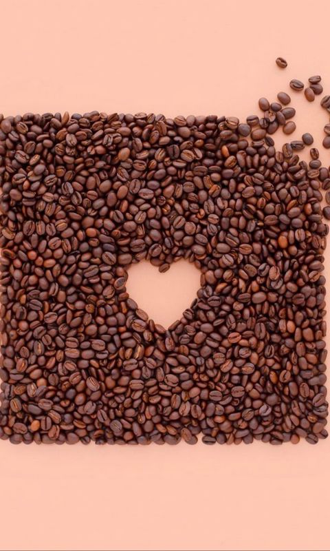 480x800 Обои сердце, кофейные зерна, кофе, любовь