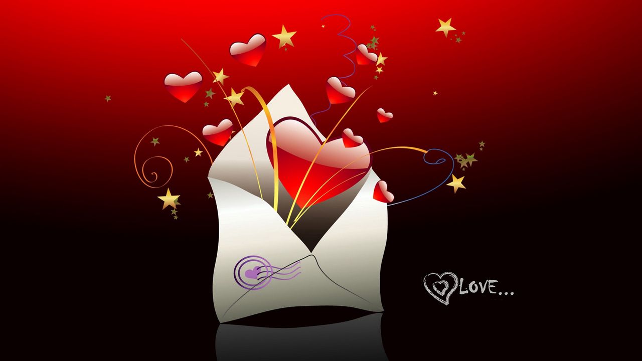 Обои сердце, красный, конверт