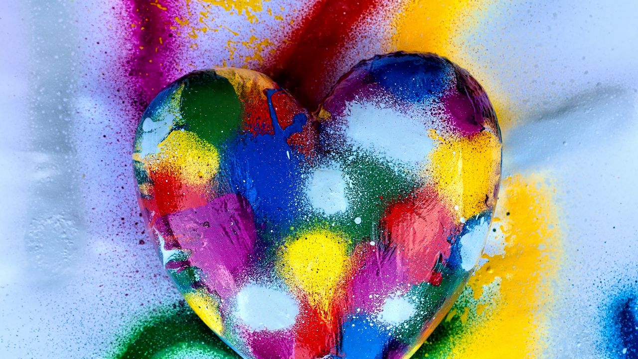 Обои сердце, любовь, разноцветный, краска