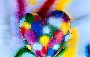 Превью обои сердце, любовь, разноцветный, краска