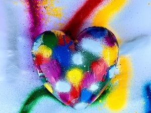 Превью обои сердце, любовь, разноцветный, краска