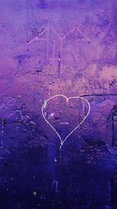 Превью обои сердце, стена, арт, фиолетовый