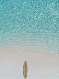 Превью обои серфборд, пляж, море, вода, минимализм