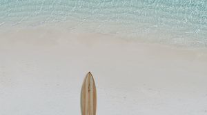 Превью обои серфборд, пляж, море, вода, минимализм