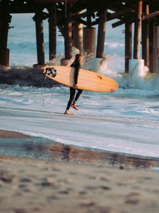 Превью обои серфинг, серфер, море, волны