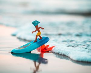 Превью обои серфинг, сервер, игрушка, пляж, море