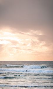 Превью обои серфинг, волны, океан, горизонт, небо