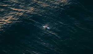 Превью обои серфингист, море, вид сверху, вода, одиночество