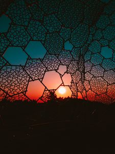 Превью обои сетка, ночь, свет, небо