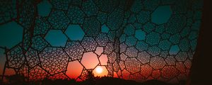 Превью обои сетка, ночь, свет, небо