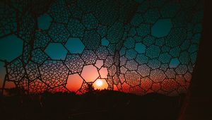 Превью обои сетка, ночь, свет, небо