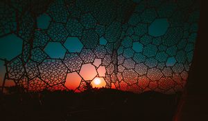 Превью обои сетка, ночь, свет, небо