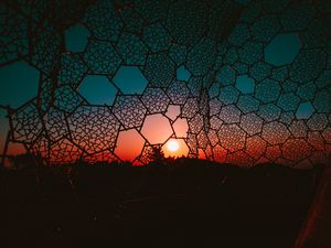 Превью обои сетка, ночь, свет, небо