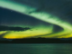 Превью обои северное сияние, звездное небо, ночь