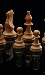 Превью обои шахматы, фигуры, игра, отражение