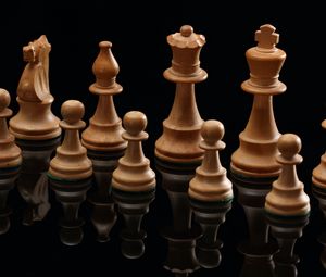 Превью обои шахматы, фигуры, игра, отражение