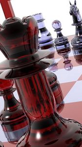 Превью обои шахматы, красный, доска, стекло, коллекция
