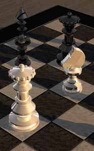 Превью обои шахматы, шахматная доска, фигурки, 3d